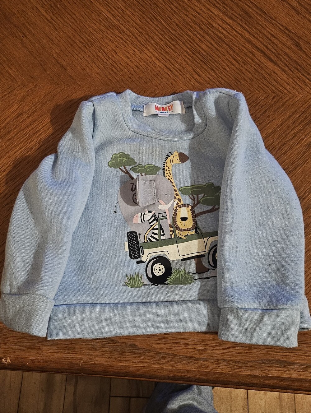 2/20$ Peekaboo Elephant EAR - Light Blue Kids Sweatshirt